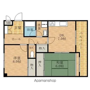 ソレイユ岸和田弐番館【404号室】の間取り