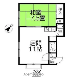 オレンジハウスB【202号室】の間取り