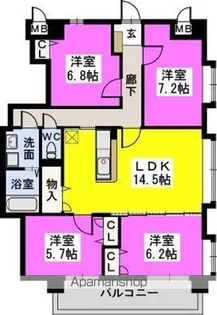 プレジオ荒江【4階】の間取り