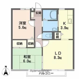 ビーライン緑台 A棟【1階】の間取り