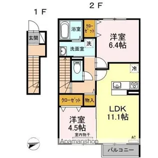 ツーエイト【2階】の間取り