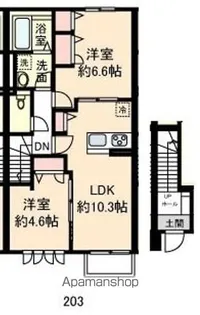 クレール【203号室】の間取り
