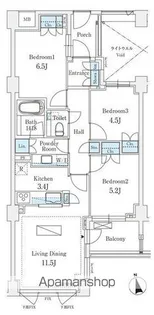 プラウド二子玉川レジデンス【4階】の間取り