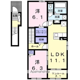 プリメゾン ヴィラージュⅠ【2階】の間取り