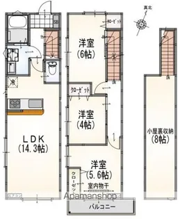 (仮称)サンライズ希望ヶ丘B棟【2階】の間取り
