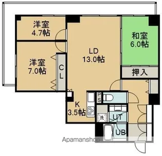 ガーデンテラス函館【702号室】の間取り