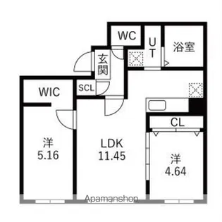仮)S9W15 MS A棟【4階】の間取り