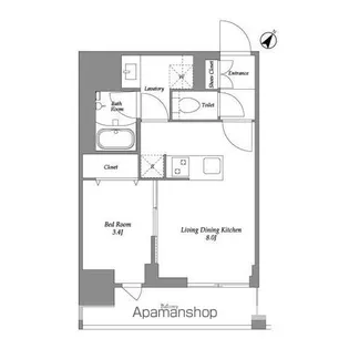 オープンブルーム伊勢佐木町【4階】の間取り