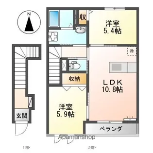 ディアベルジュ輝【2階】の間取り