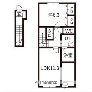 ほのむB棟【203号室】の間取り