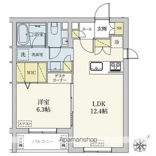 1LDKの間取り画像