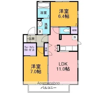 ウィンベルA棟・B棟【A2O1号室】の間取り
