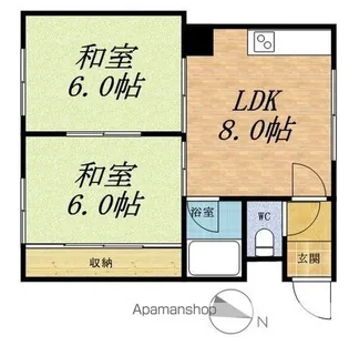 コーポ吉花【1階右号室】の間取り
