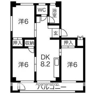 川原マンション【3階】の間取り