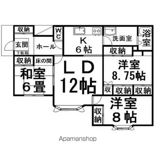 小野貸家(朝日町)【1階】の間取り