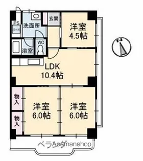 真締川ハイツ【4階】の間取り