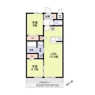 メゾンシュシュ大宮【104号室】の間取り