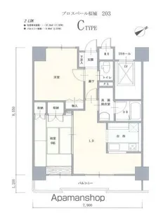 プロスペール桜城Ⅰ【203号室】の間取り