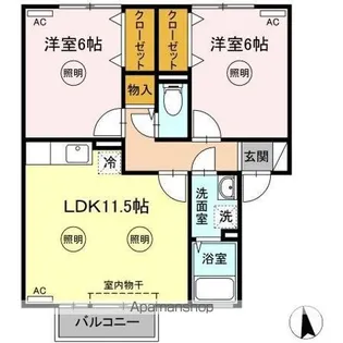 ブルーフォーレD棟【2階】の間取り