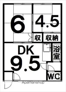 川原井マンション【2-H号室】の間取り