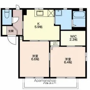 ディアスかすみA棟B棟【A102号室】の間取り