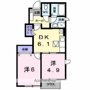 ブルースカイⅥ【1階】の間取り