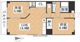 愛知県清須市西枇杷島町旭1丁目【マンション】の間取り