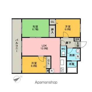 カルム箱崎東Ⅰ【602号室】の間取り