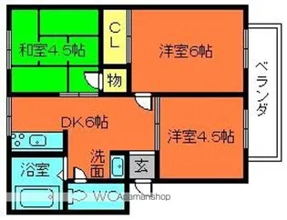 サンウィンディアA棟B棟【2階】の間取り