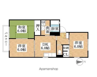 ディアス悠久 B【2階】の間取り