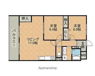 パールマンション手鎌【7階】の間取り