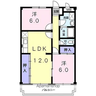 サンハイム亀の井【1階】の間取り
