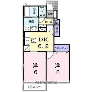 テラース磯上C【102号室】の間取り