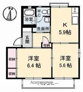 ティファニー B棟【2階】の間取り