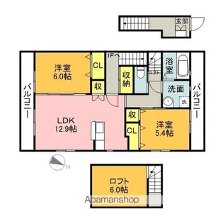 LUCIAS Ⅱ【201号室】の間取り