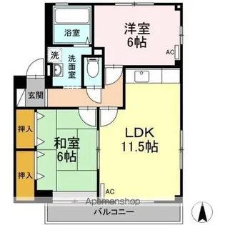 レインボーガーデン B・D棟【3階】の間取り