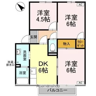 アゼリアパークハウス F棟【F205号室】の間取り
