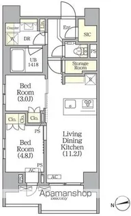 アーバンコア旗の台【10階】の間取り