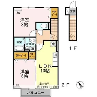 ローズコート美里 B棟【B202号室】の間取り