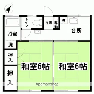 コーポしゃくなげA・B【1階】の間取り