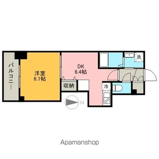 1DKの間取り画像