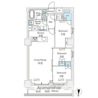 フロンティアレジデンス錦糸公園【5階】の間取り