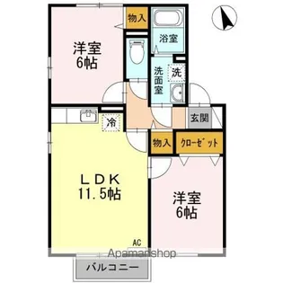 ディアコート B棟【2階】の間取り