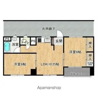 共栄ビル【西棟502号室】の間取り