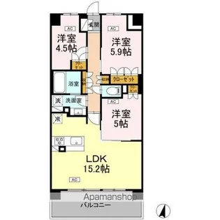 ロイヤルパークス仙台青葉通【916号室】の間取り