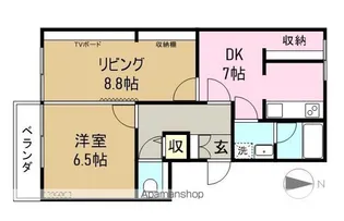 Uフラット【303号室】の間取り