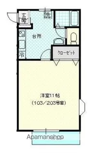 シャーム台原【203号室】の間取り