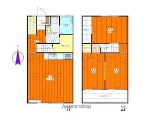 山梨県南アルプス市飯野【テラスハウス】の間取り
