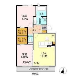 グリシーヌ  フルール【1階】の間取り