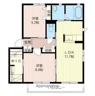 シャンティ韮川A【2階】の間取り